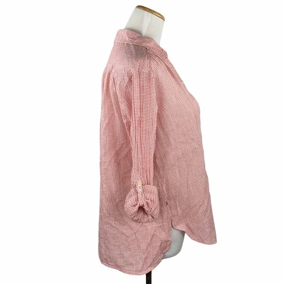 C&C California Raspberry Gingham Print Button Down Shirt - Picture 5 of 14